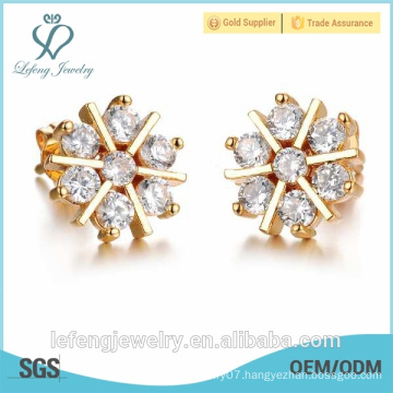 2016 christmas gift new design snow gold crystal earrings stud